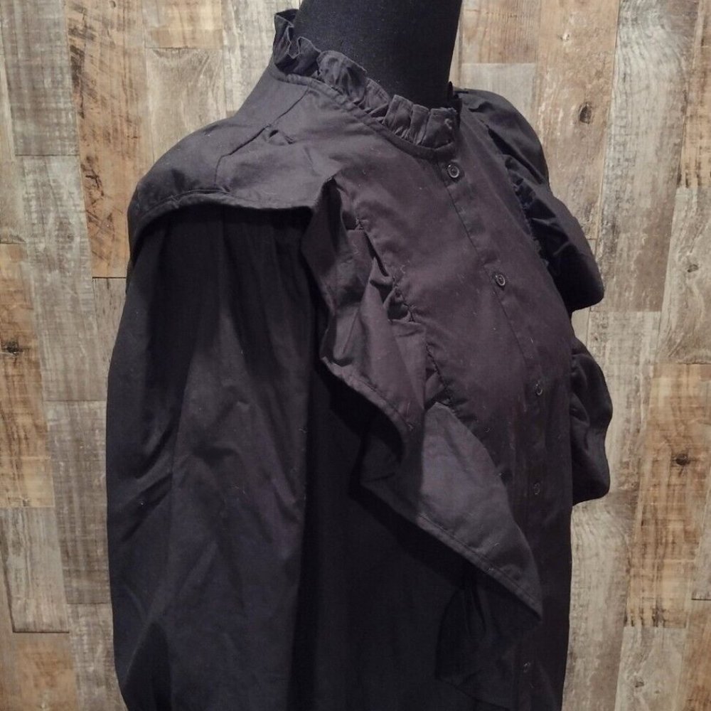 NEW PIONEER SCHOOL MARM VICTORIAN RUFFLED WOMENS BLOUSE 38" BUST COSTUME